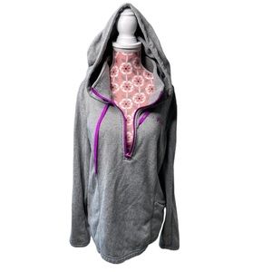 FILA Sport Fleece Lined Gray w/Pink Hoodie Jacket Winter Casual Size Large